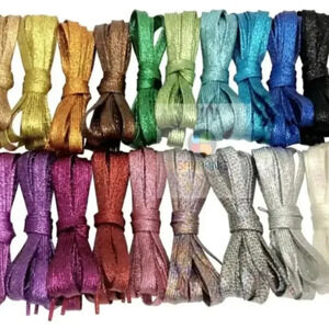 3 PAIRS Glitter Colorful Metallic Shoelaces Shoe Strings Flat Laces 43"